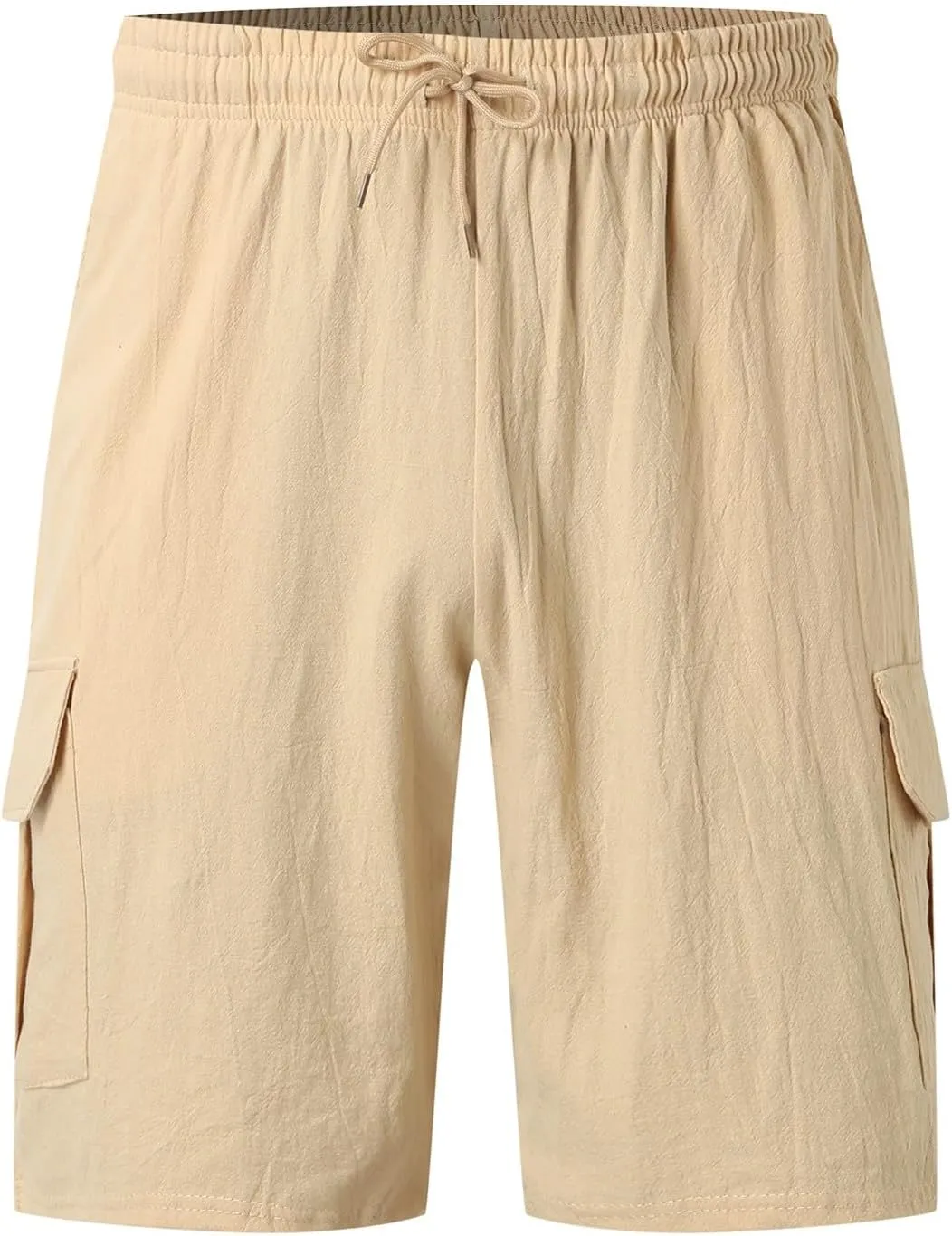 Alalaso Mens Cotton Linen Shorts Casual Drawstring 5.5Inch Stretch Workout Shorts Casual Suitable for Yoga Golf Shorts