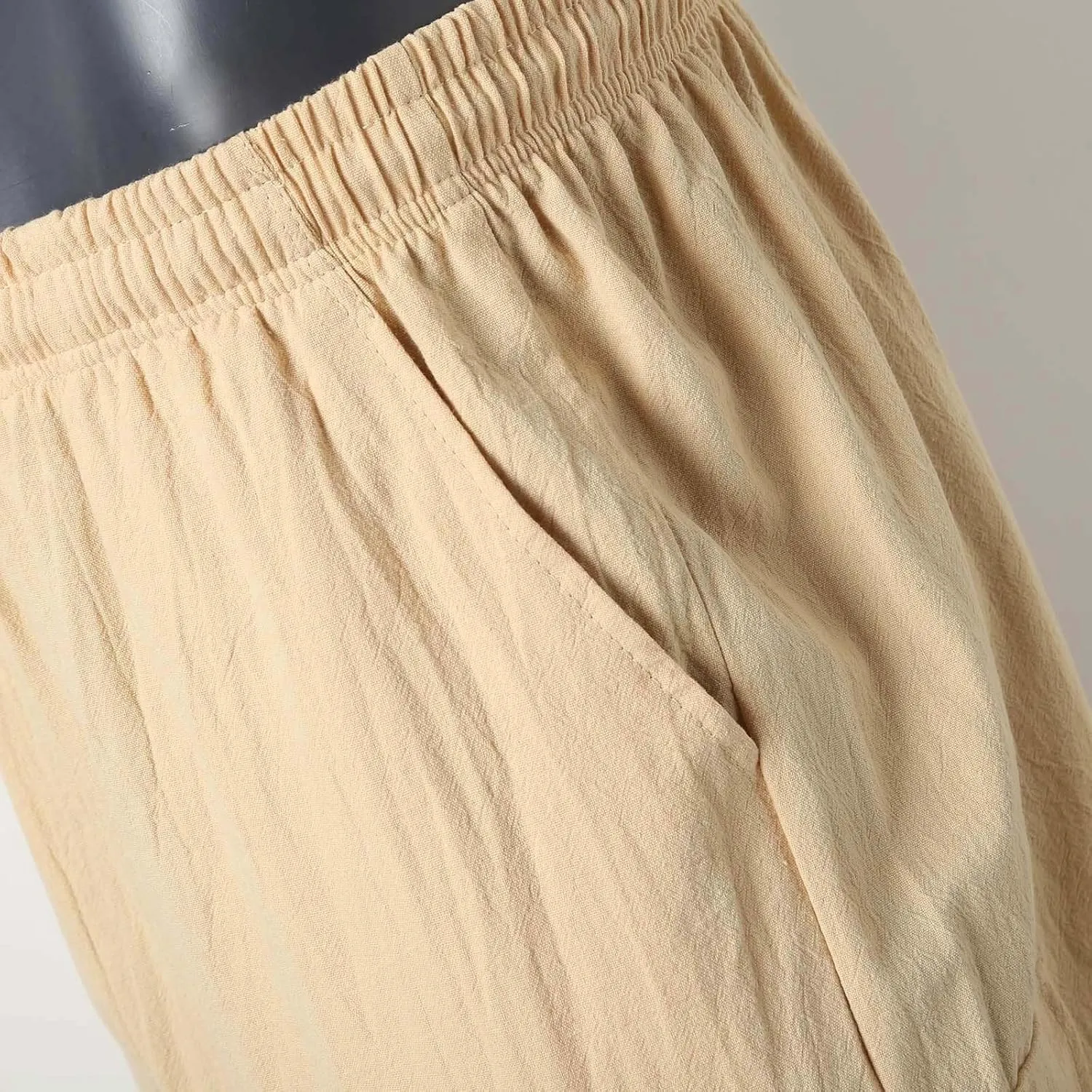 Alalaso Mens Cotton Linen Shorts Casual Drawstring 5.5Inch Stretch Workout Shorts Casual Suitable for Yoga Golf Shorts