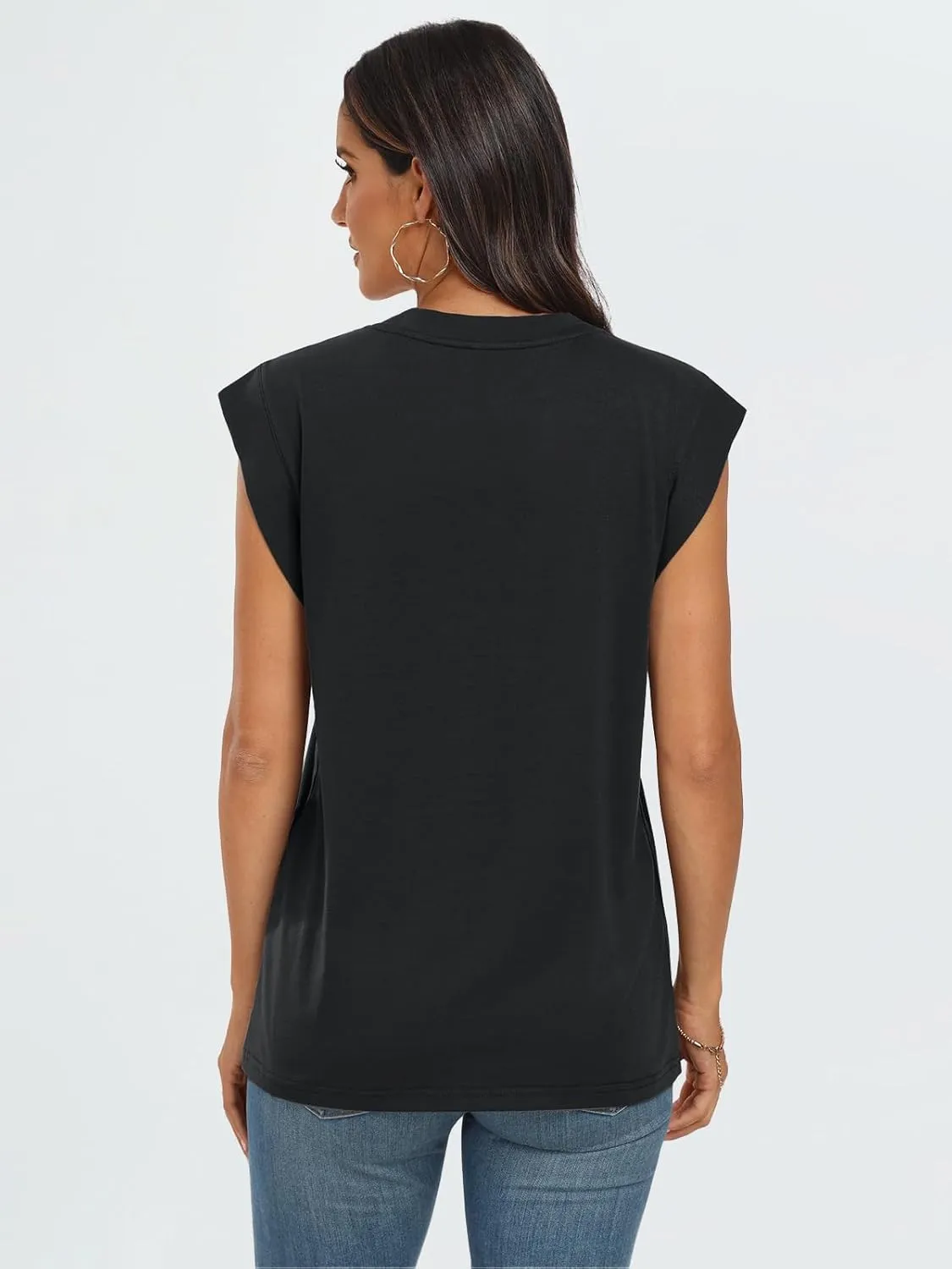 AUTOMET Women's Sleeveless Summer Tank Tops Casual Trendy T Shirts Basic Trendy Cap Sleeve Oversized Tee