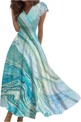 Azeralia Summer Dresses for Women 2024 Short Sleeve Dresses for Women 2024 Elegant Wedding Guest Dress Party Dress for Women