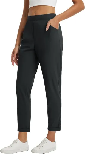baleaf Womens Travel Pants Stretch with Zipper Pockets Petite Ankle Dressy Work Business Casual Golf Slacks