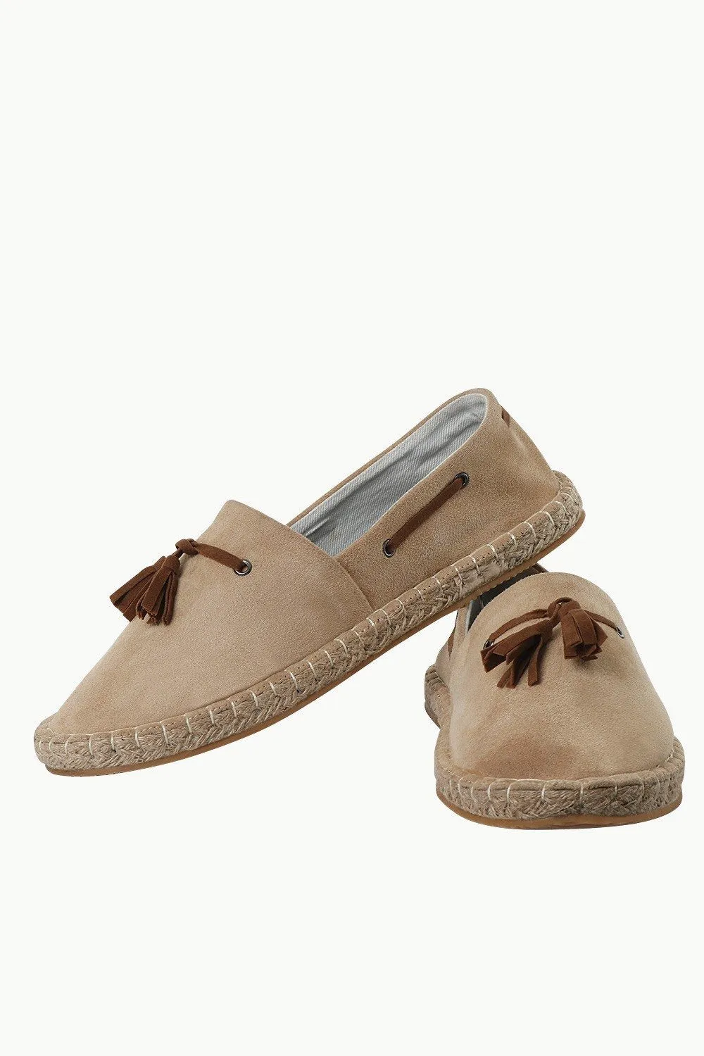 Beige Suede Tassel Espadrilles