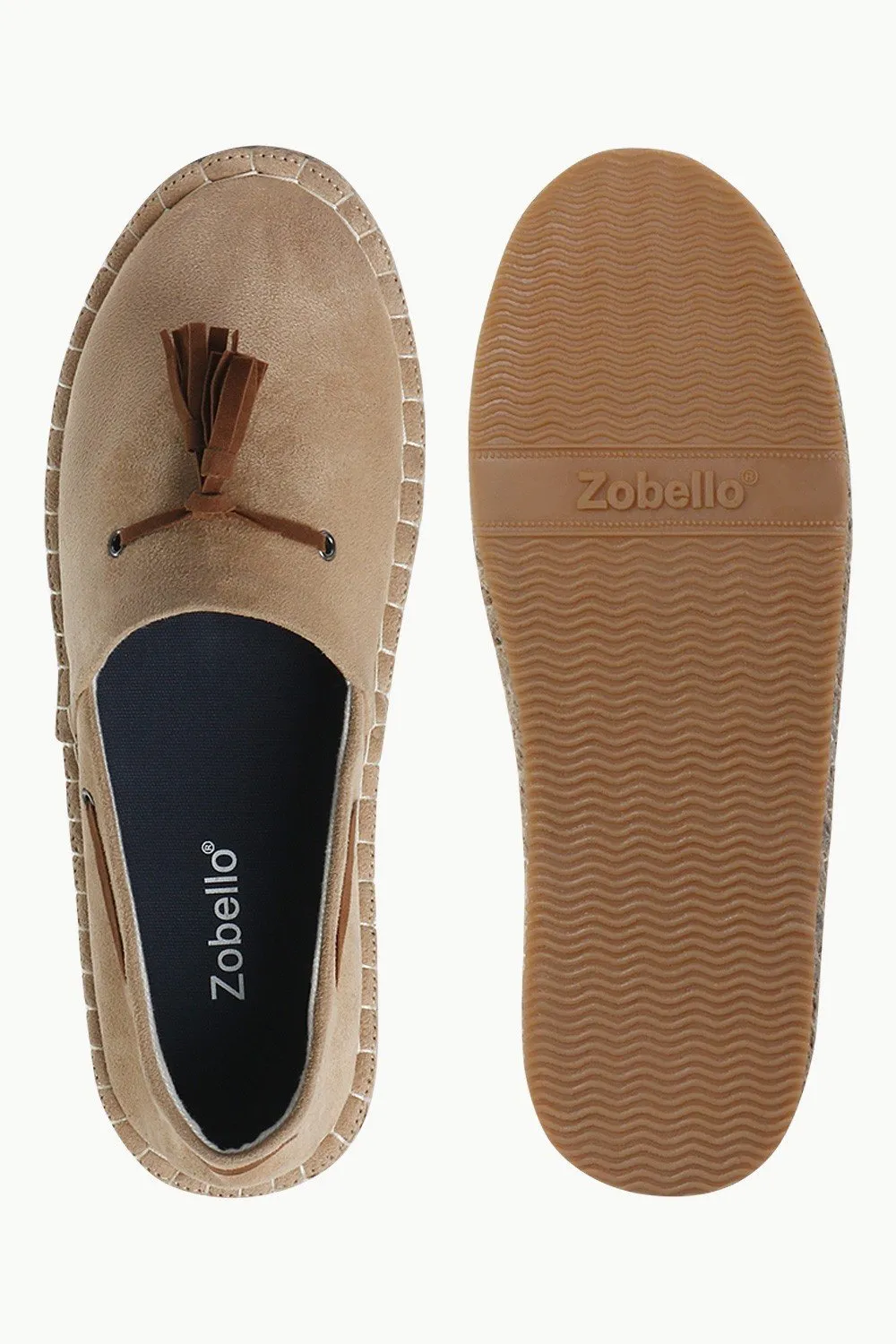 Beige Suede Tassel Espadrilles