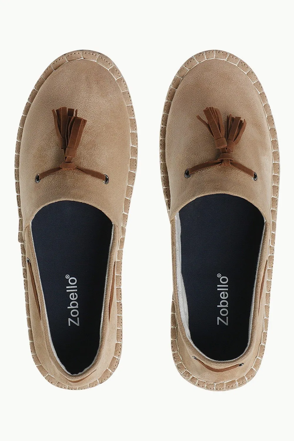 Beige Suede Tassel Espadrilles