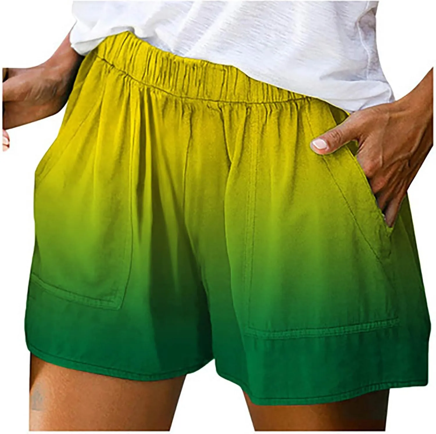 Biker Shorts Cotton Casual Striped Shorts Pocket Pants Biker Shorts White Shorts for Woman White Jean Shorts