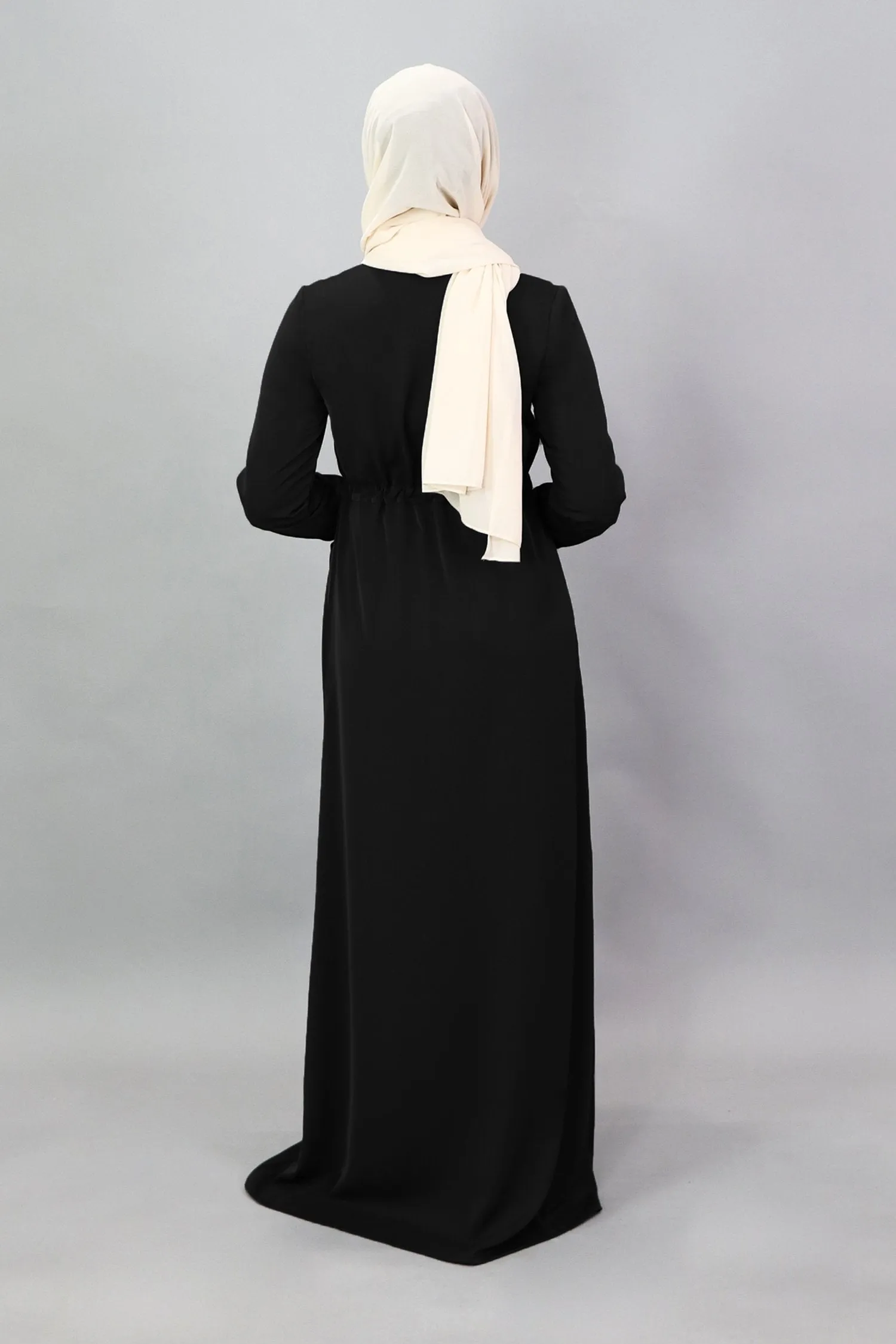 Black Deluxe Soft Zipper-Down Maxi Dress