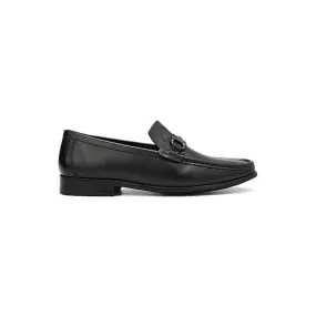Black Leather Loafers With Buckle
