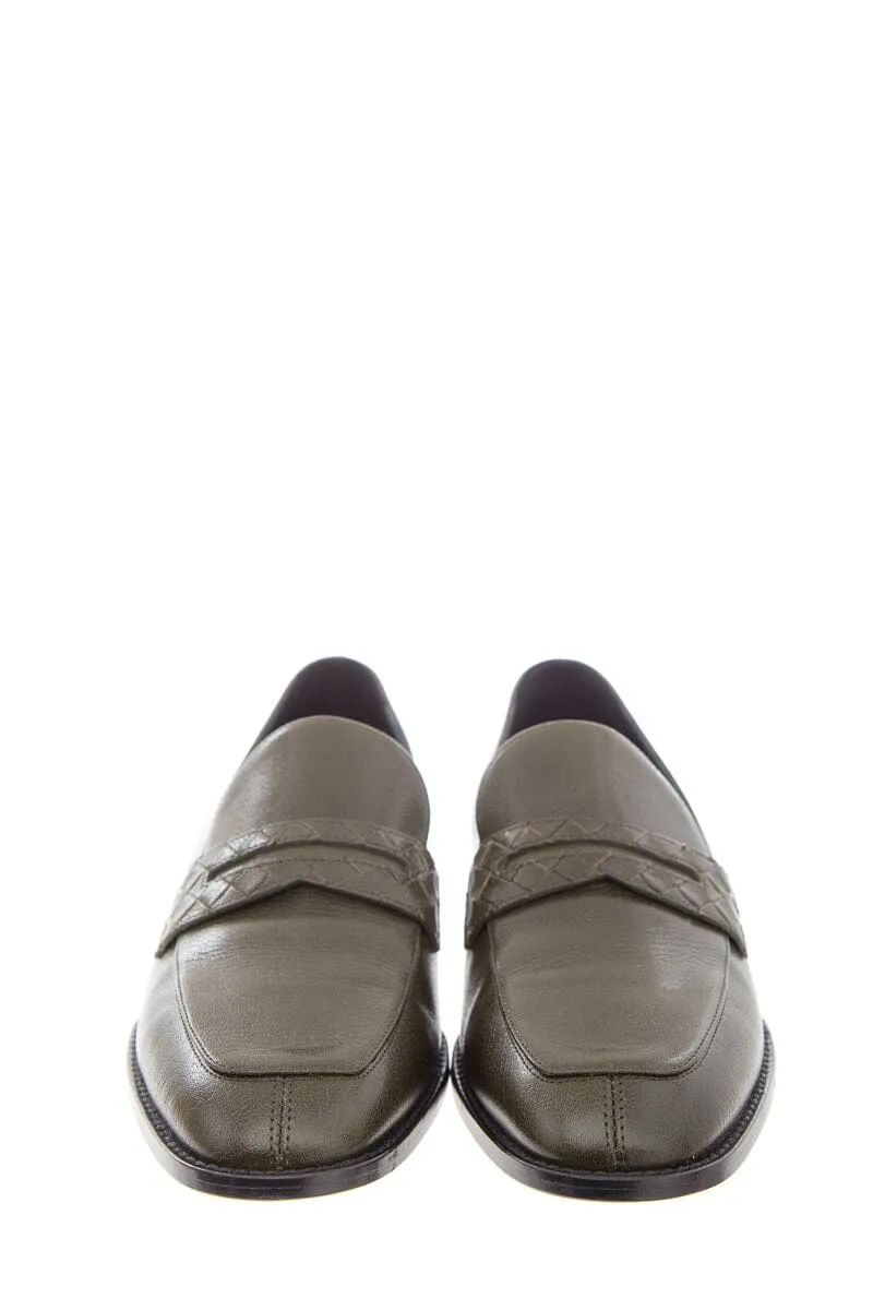 Bottega Veneta Green Leather Loafers SZ 39.5
