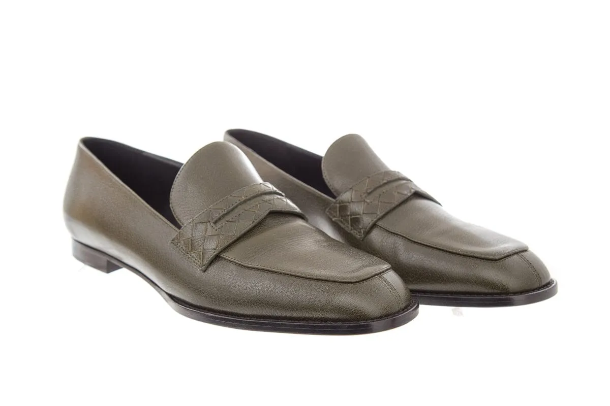 Bottega Veneta Green Leather Loafers SZ 39.5