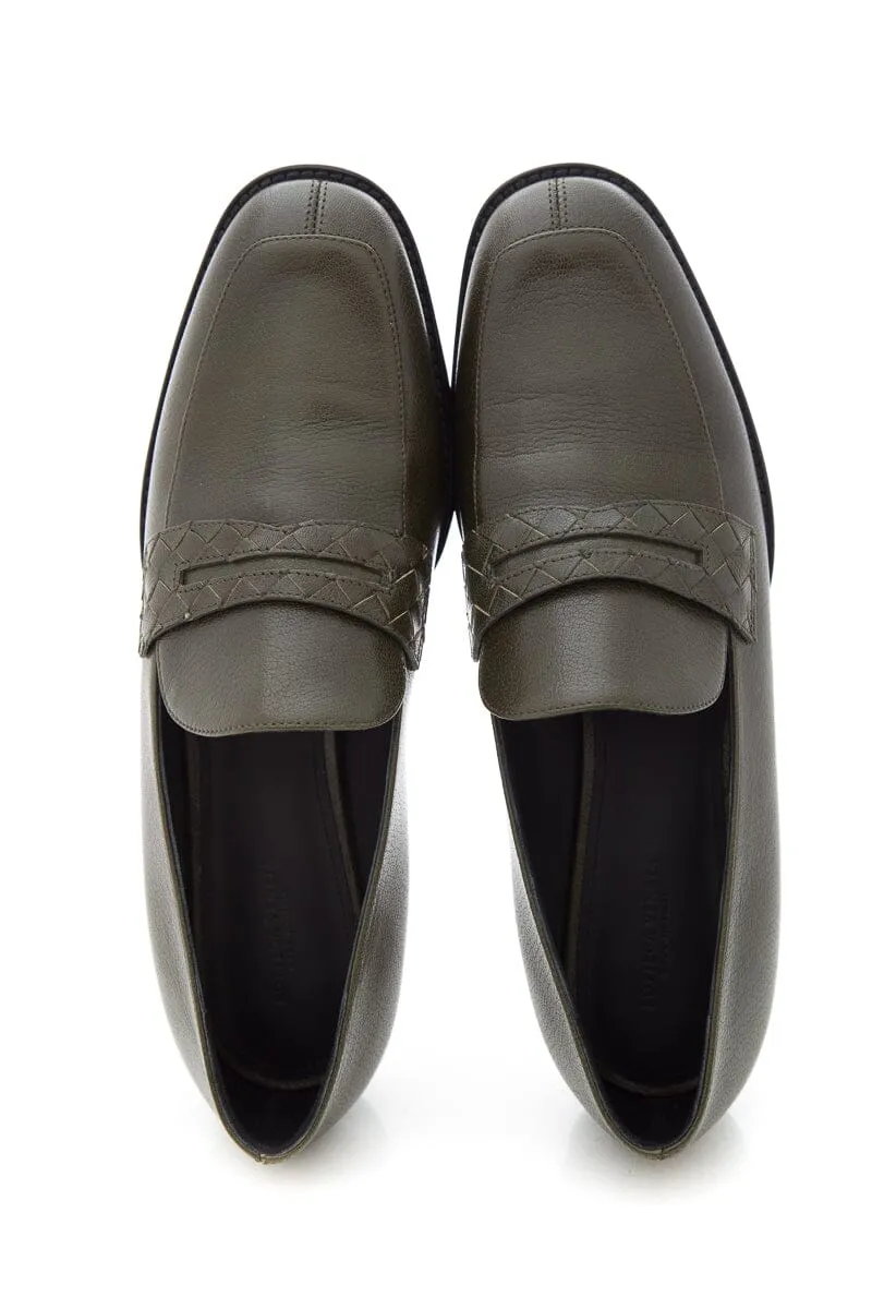 Bottega Veneta Green Leather Loafers SZ 39.5