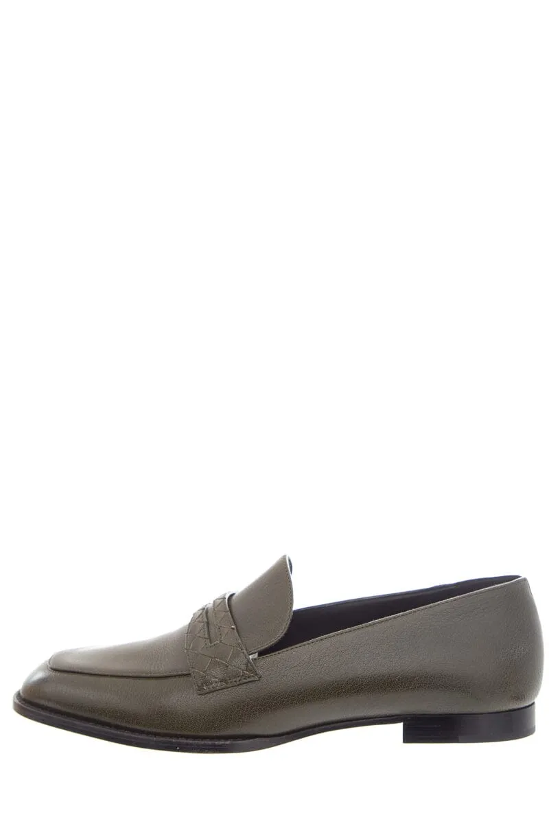 Bottega Veneta Green Leather Loafers SZ 39.5