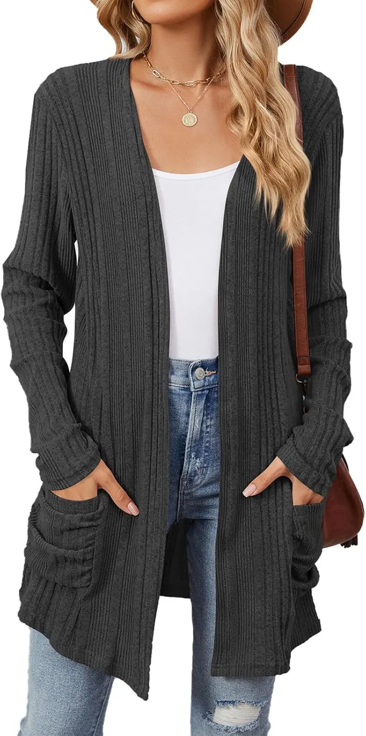 Cardigan Sweaters for Women 2024 Fall Open Front Knit Cardigan Breathable Soft Drape Duster Lightweight Ladies Coat