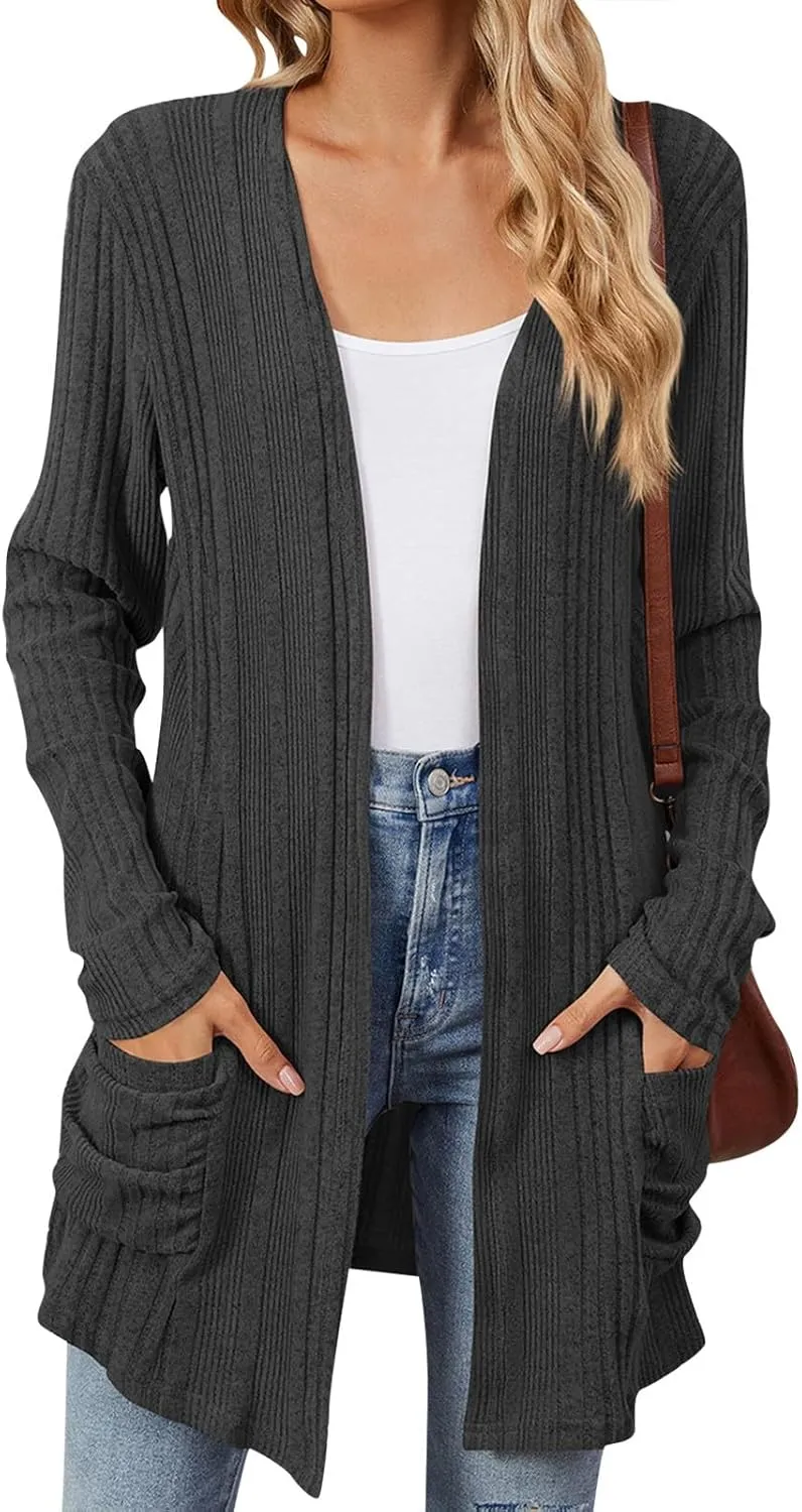 Cardigan Sweaters for Women 2024 Fall Open Front Knit Cardigan Breathable Soft Drape Duster Lightweight Ladies Coat