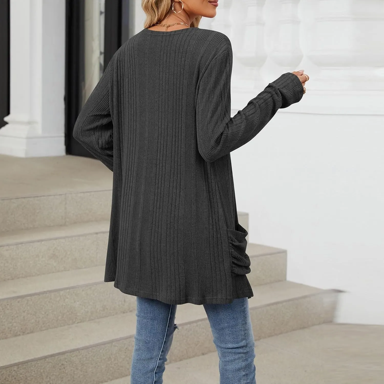 Cardigan Sweaters for Women 2024 Fall Open Front Knit Cardigan Breathable Soft Drape Duster Lightweight Ladies Coat