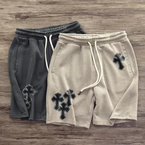 Casual cross print track shorts