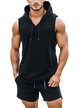 Casual Hooded Tank Top and Shorts Two-piece Set