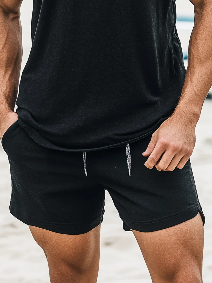 Casual Hooded Tank Top and Shorts Two-piece Set