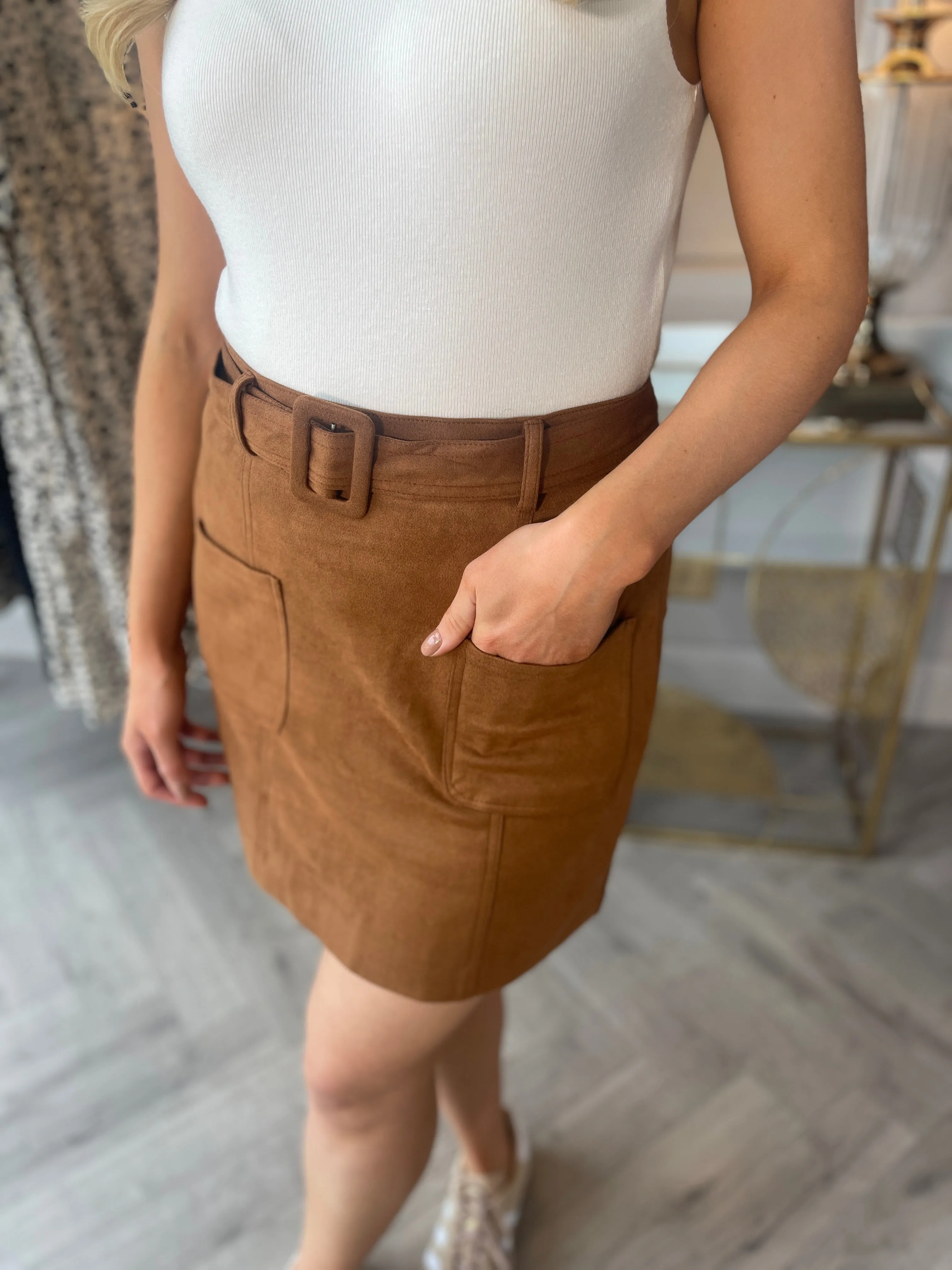 Eliza Suedette Mini Skirt
