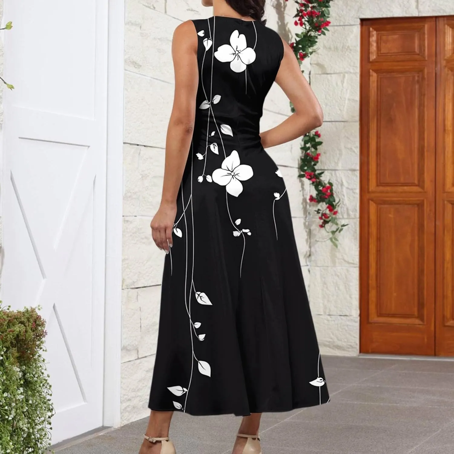 Floral Womens Dresses, Boho Bohemian 2025 Vacation Elegant Flowy Long Sundress