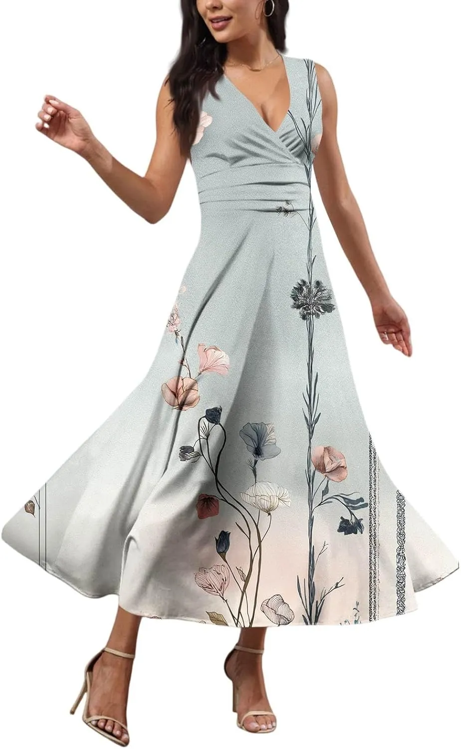 Floral Womens Dresses, Boho Bohemian 2025 Vacation Elegant Flowy Long Sundress