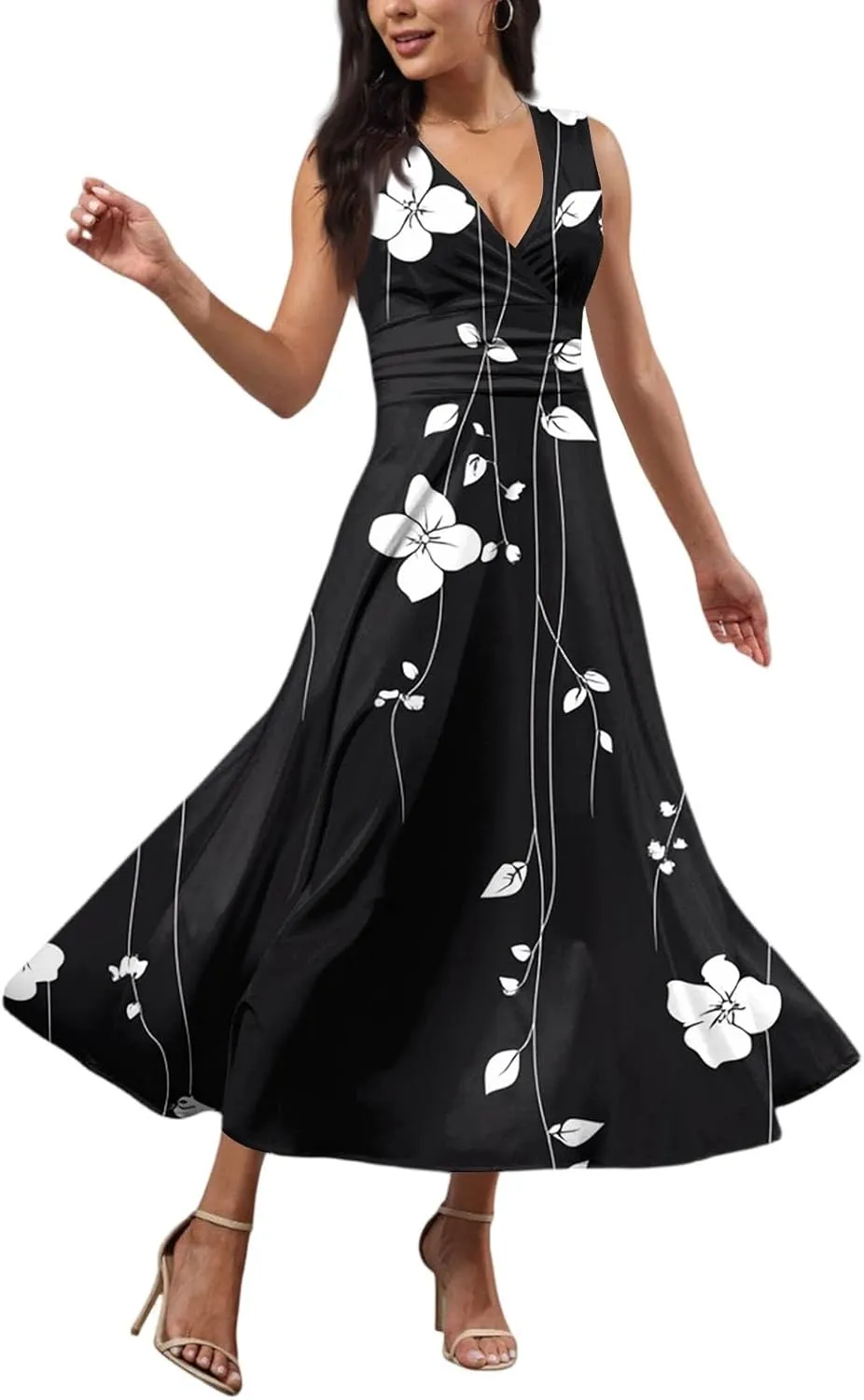 Floral Womens Dresses, Boho Bohemian 2025 Vacation Elegant Flowy Long Sundress