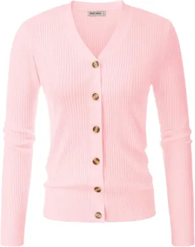 GRACE KARIN Women's Button Up V Neck Long Sleeve Soft Basic Knit Cardigan Sweater