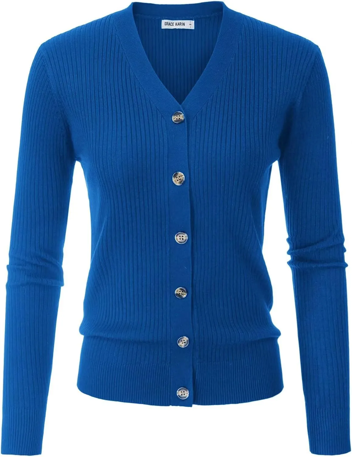 GRACE KARIN Women's Button Up V Neck Long Sleeve Soft Basic Knit Cardigan Sweater