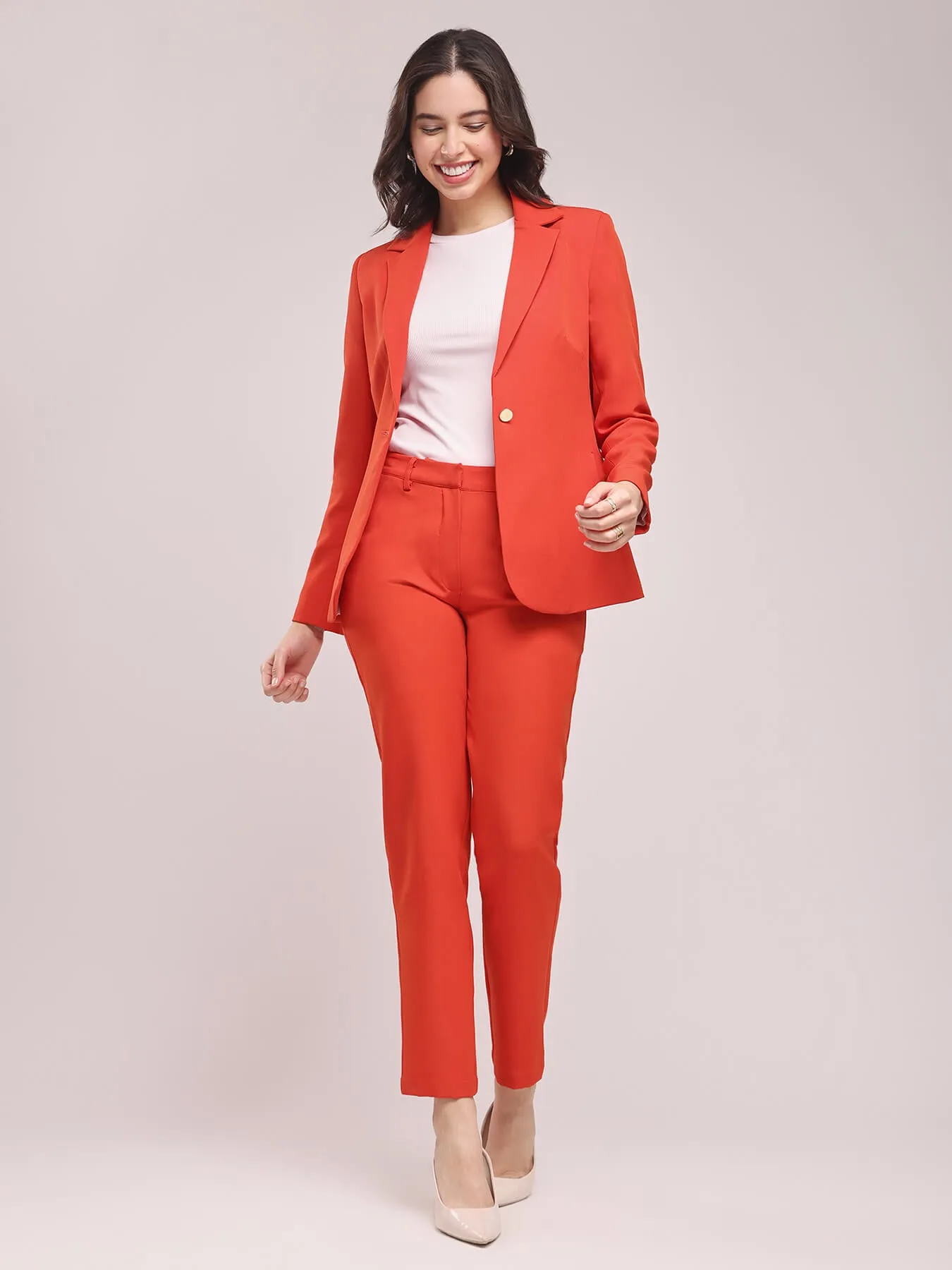 Jacket And Trousers Co-ord Set - Vermilion