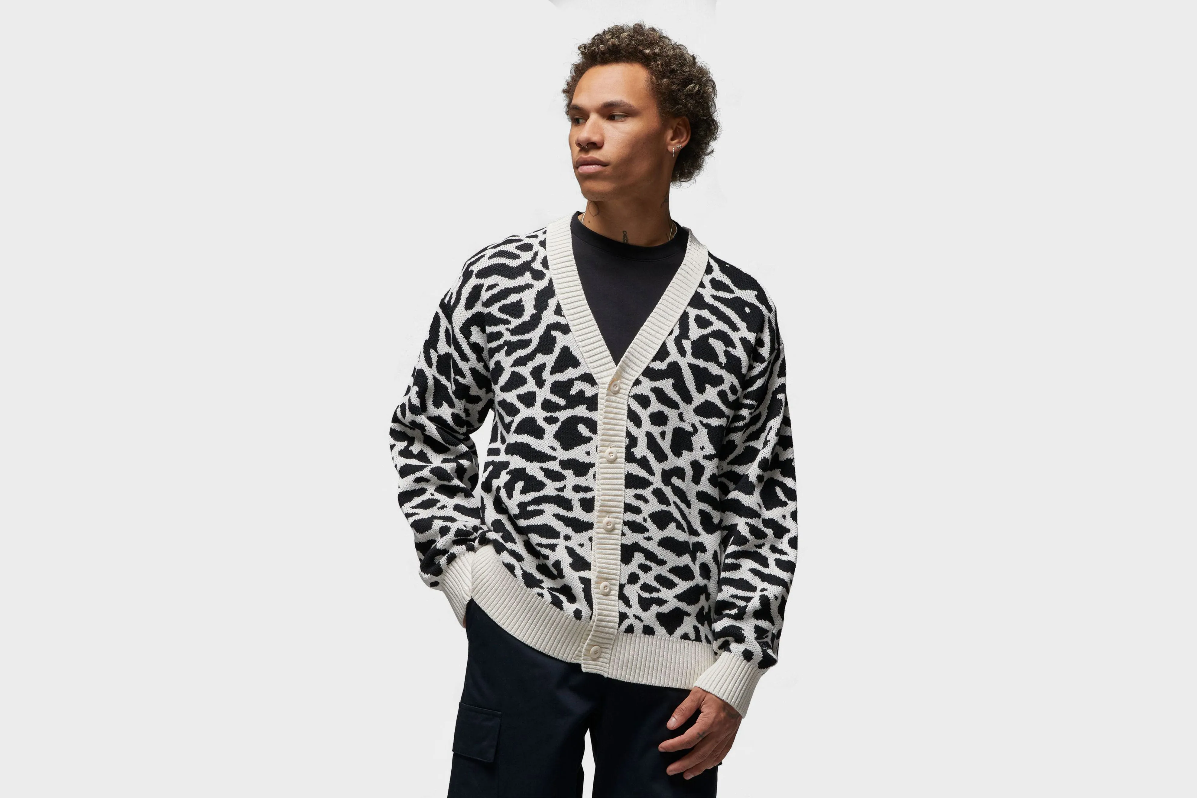 Jordan Cement Print Cardigan (Cement)