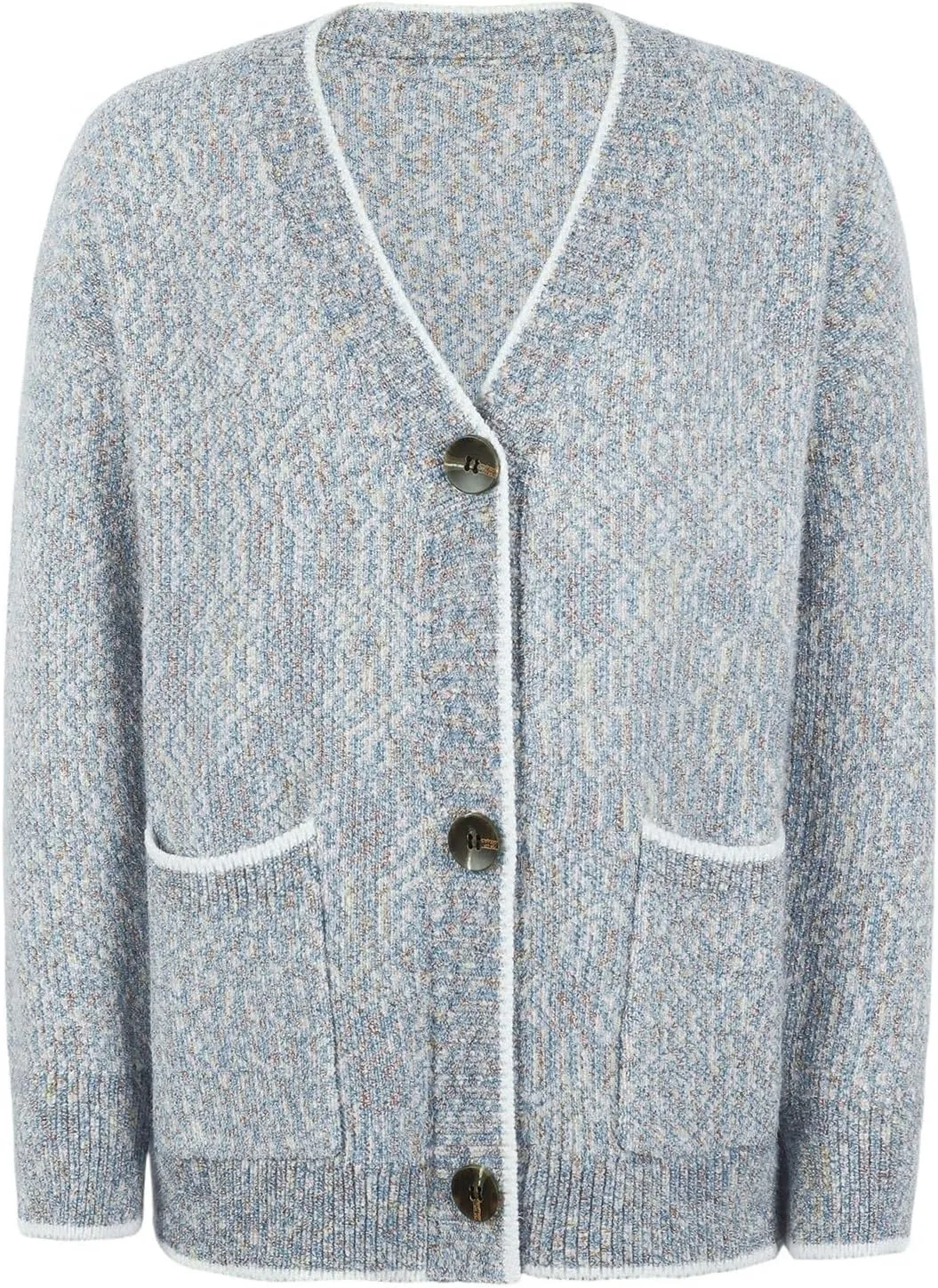 Knitted Cardigans for Women Cropped Open Front Button Down V Neck Long Sleeve Sweater Coats with Pockets Casual Soft Outwear