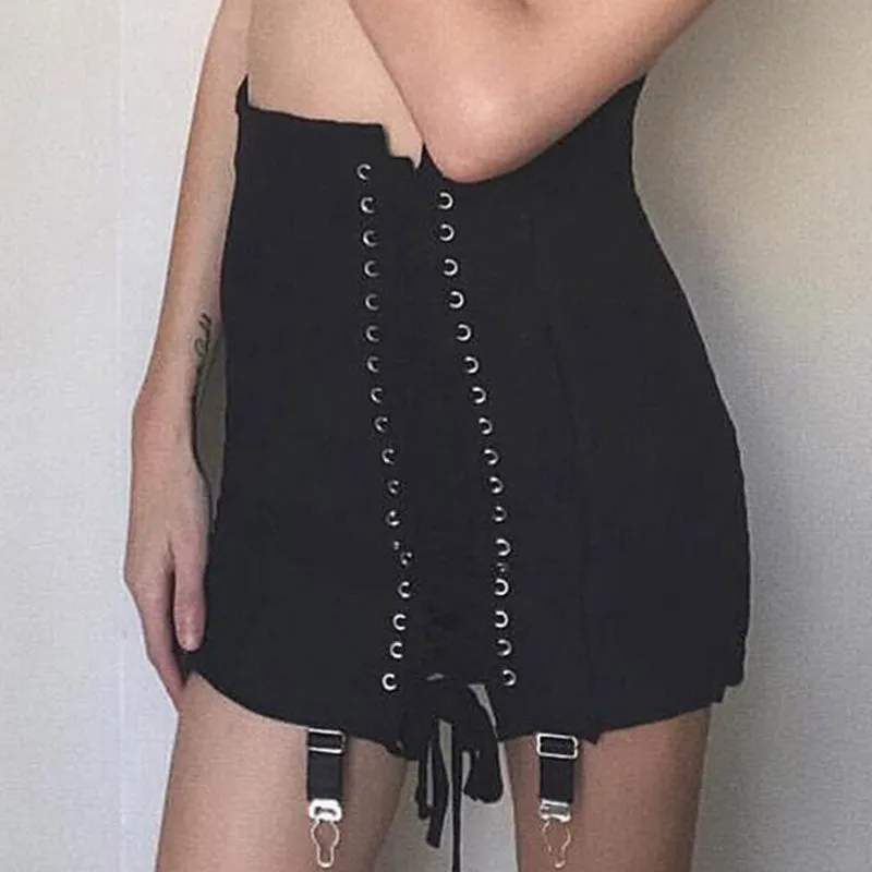 Lace Tie Stylish Up Bodycon Skirt