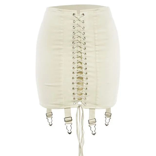Lace Tie Stylish Up Bodycon Skirt