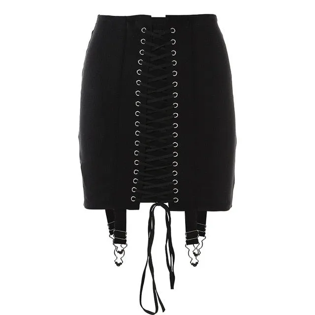 Lace Tie Stylish Up Bodycon Skirt