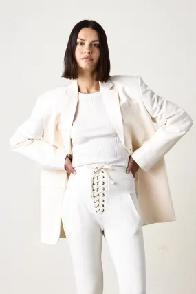 LAWRENCE OVERSIZE LINEN CANVAS BLAZER / IVORY