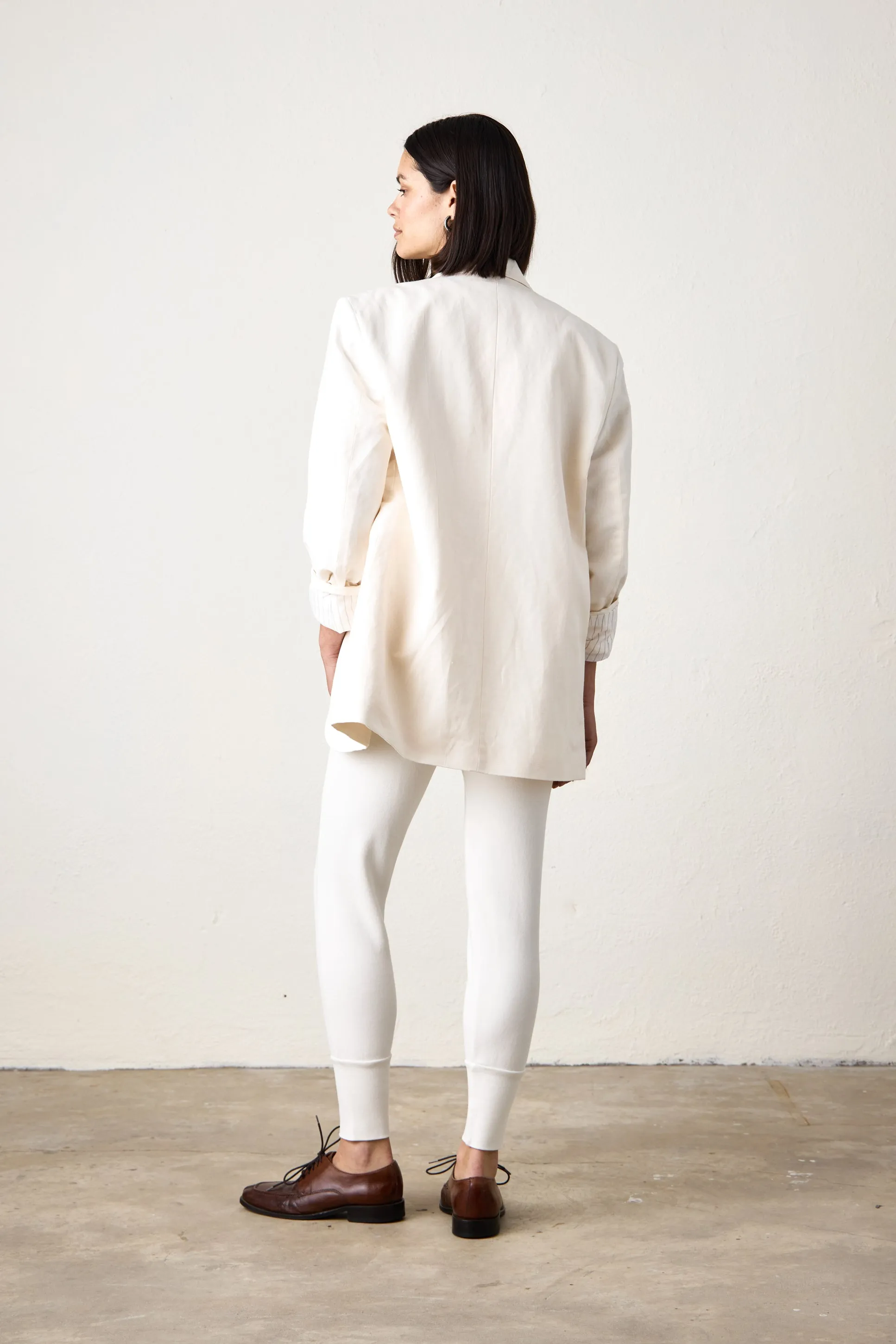 LAWRENCE OVERSIZE LINEN CANVAS BLAZER / IVORY