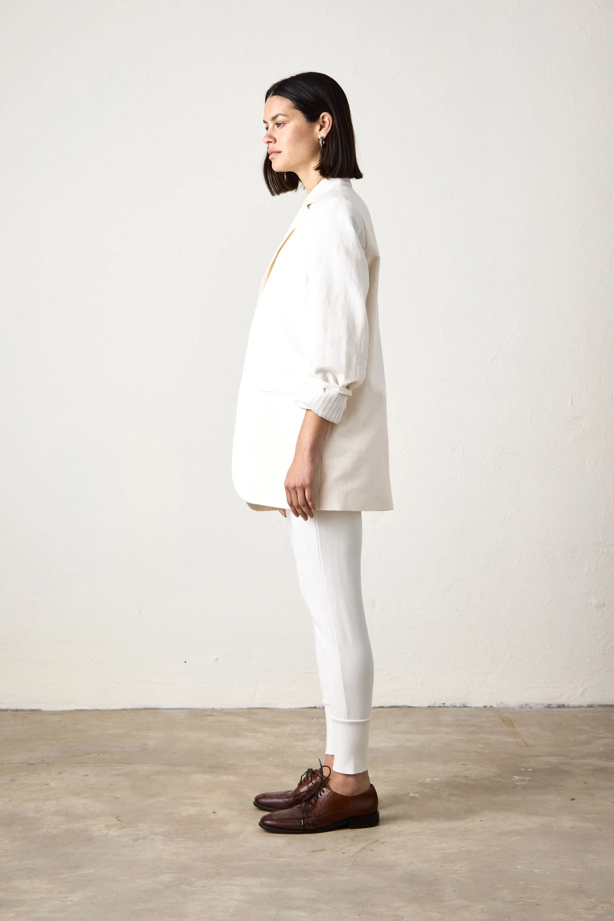 LAWRENCE OVERSIZE LINEN CANVAS BLAZER / IVORY