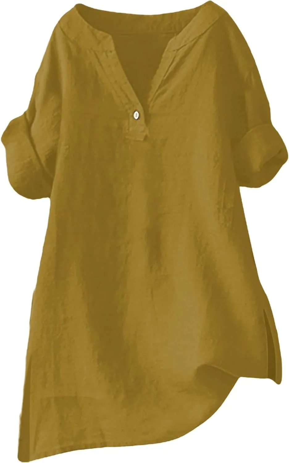 Linen Shirts for Women 2025 Summer Breathable Short Sleeve Tops Casual V Neck Button Tunic Blouses
