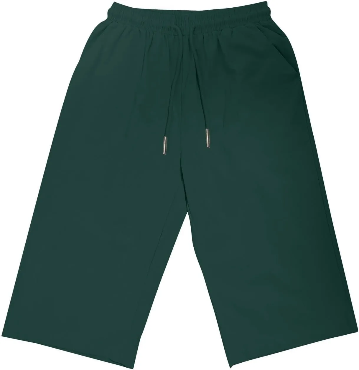 Linen Shorts for Women Knee Length Bermuda Shorts Drawstring Elastic Waist Summer Casual Gym Shorts with Pockets