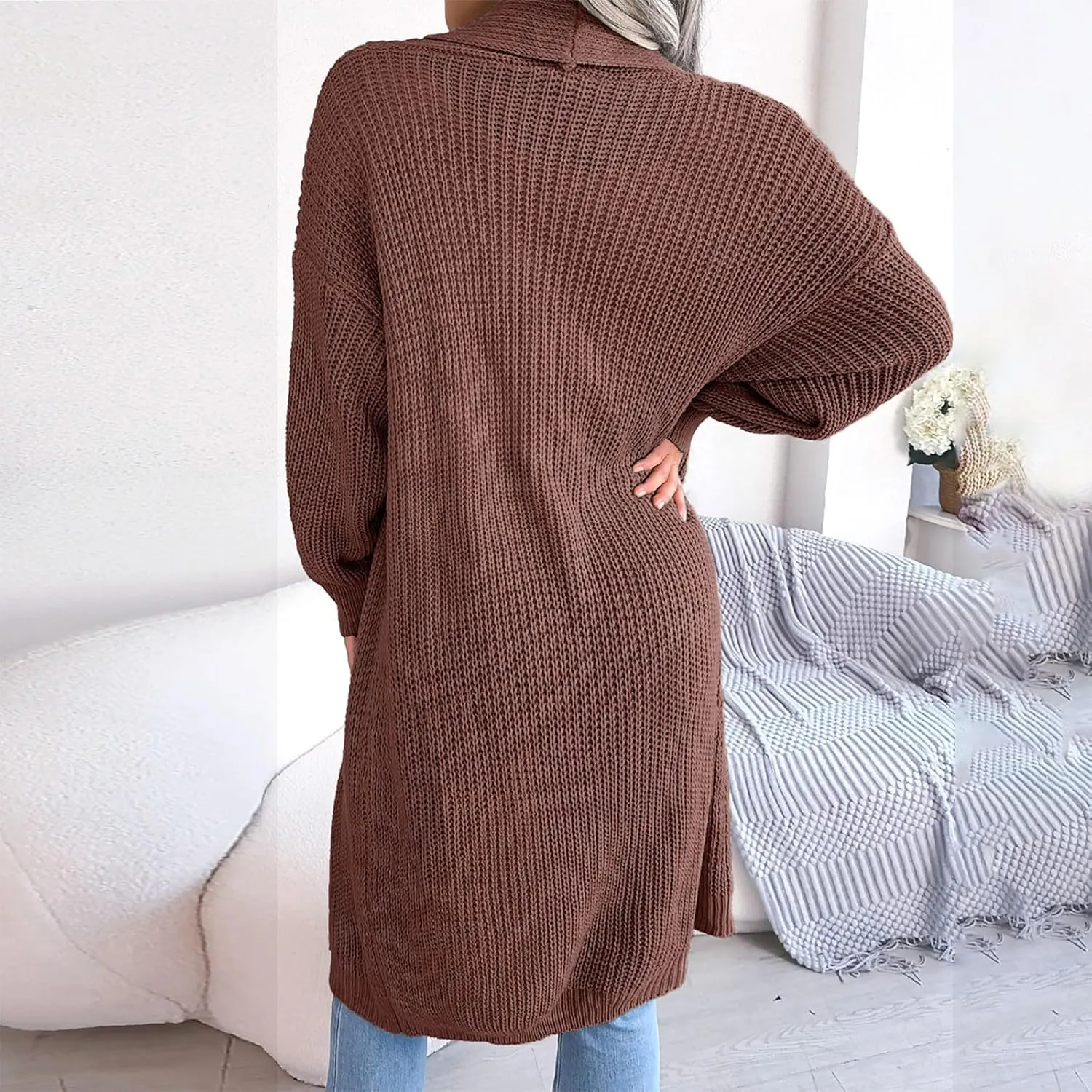 Long Cardigans for Women Cable Cable Knit Long Sleeve Open Front Cardigan Comfy Soft Slouchy Sweaters