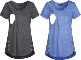 Maternity Nursing Top Summer Casual Pregnant T Shirt Comfy Breathable Pregnancy Breastfeeding Blouse Lightweight Tank