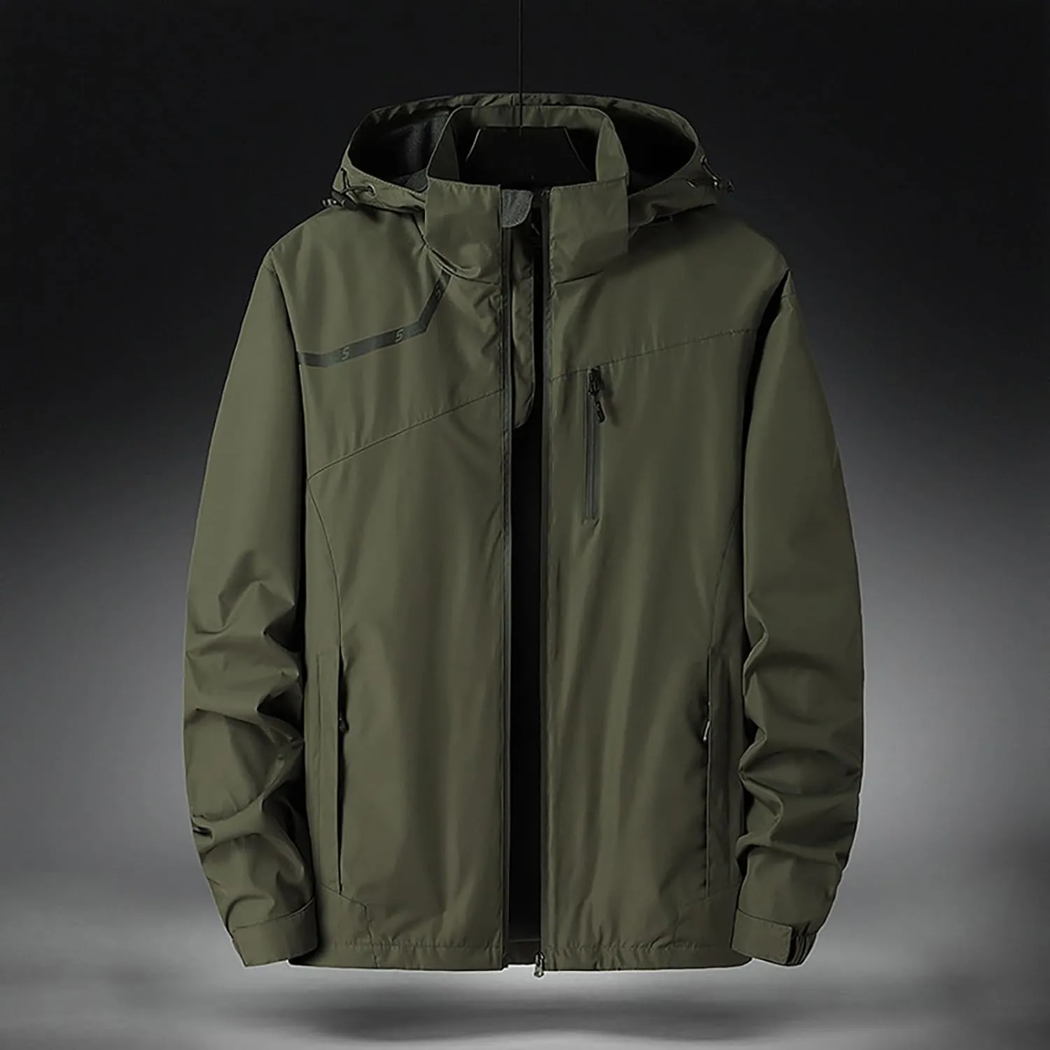 Men Lightweight Windbreaker Jacket Oversize Breathable Full Zip Waterproof Hooded Raincoat Travel Hiking Work Outwear