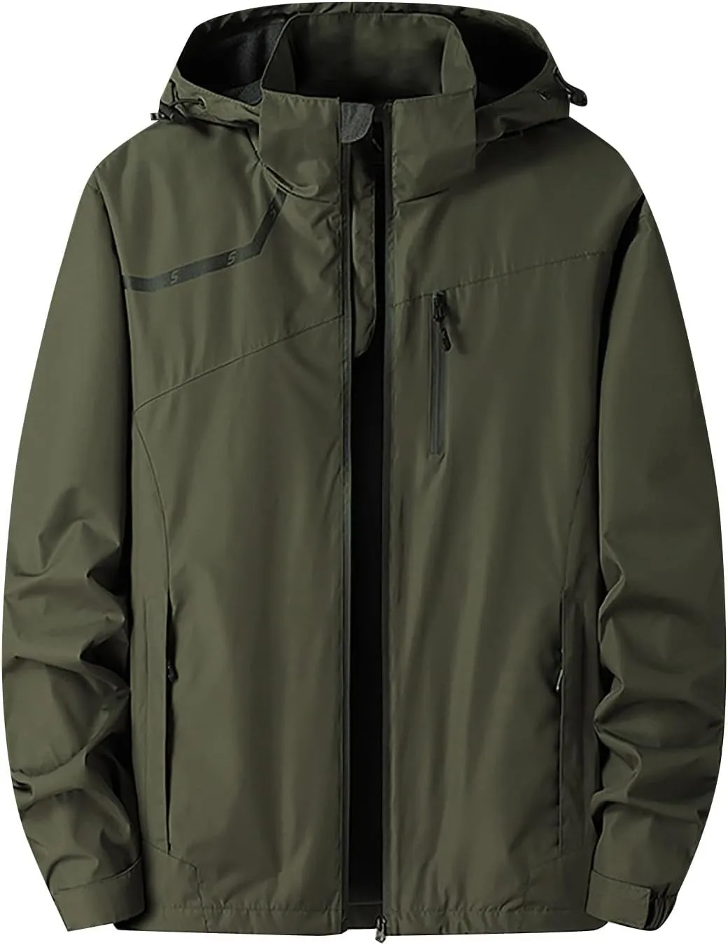 Men Lightweight Windbreaker Jacket Oversize Breathable Full Zip Waterproof Hooded Raincoat Travel Hiking Work Outwear