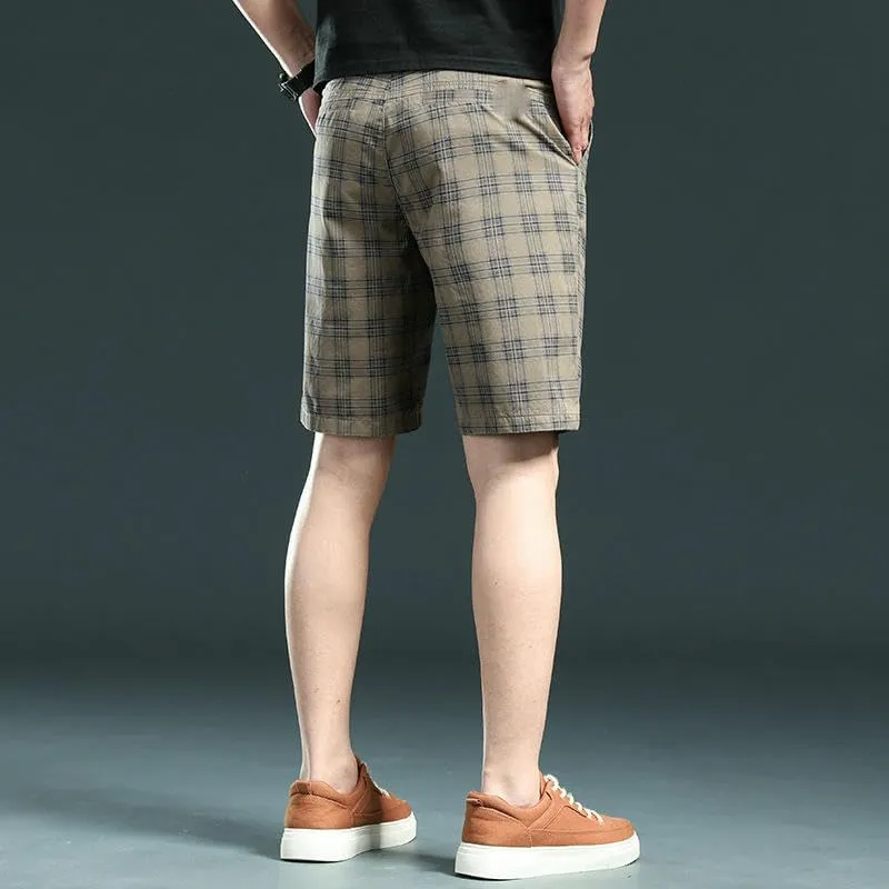 Men's Casual Plaid Shorts Breathable Summer Waist Casual Mid-Length Thin Outdoor Shorts