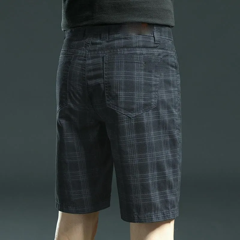 Men's Casual Plaid Shorts Breathable Summer Waist Casual Mid-Length Thin Outdoor Shorts