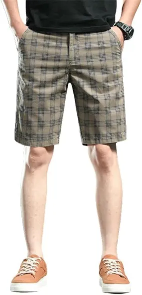 Men's Casual Plaid Shorts Breathable Summer Waist Casual Mid-Length Thin Outdoor Shorts