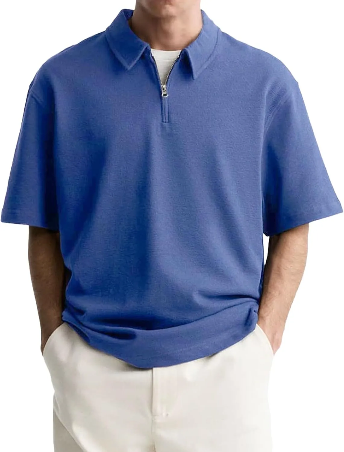 Men's Henley Quarter Zip T Shirt Plus Size Short Sleeve Loose Fit Lapel Breathable Top Quick Dry Gym Travel Work Outfit