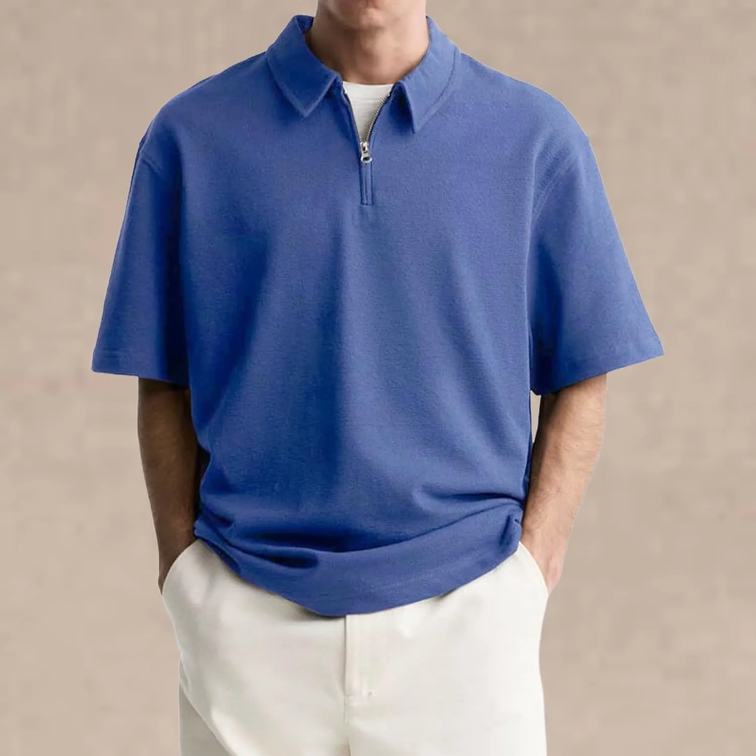 Men's Henley Quarter Zip T Shirt Plus Size Short Sleeve Loose Fit Lapel Breathable Top Quick Dry Gym Travel Work Outfit
