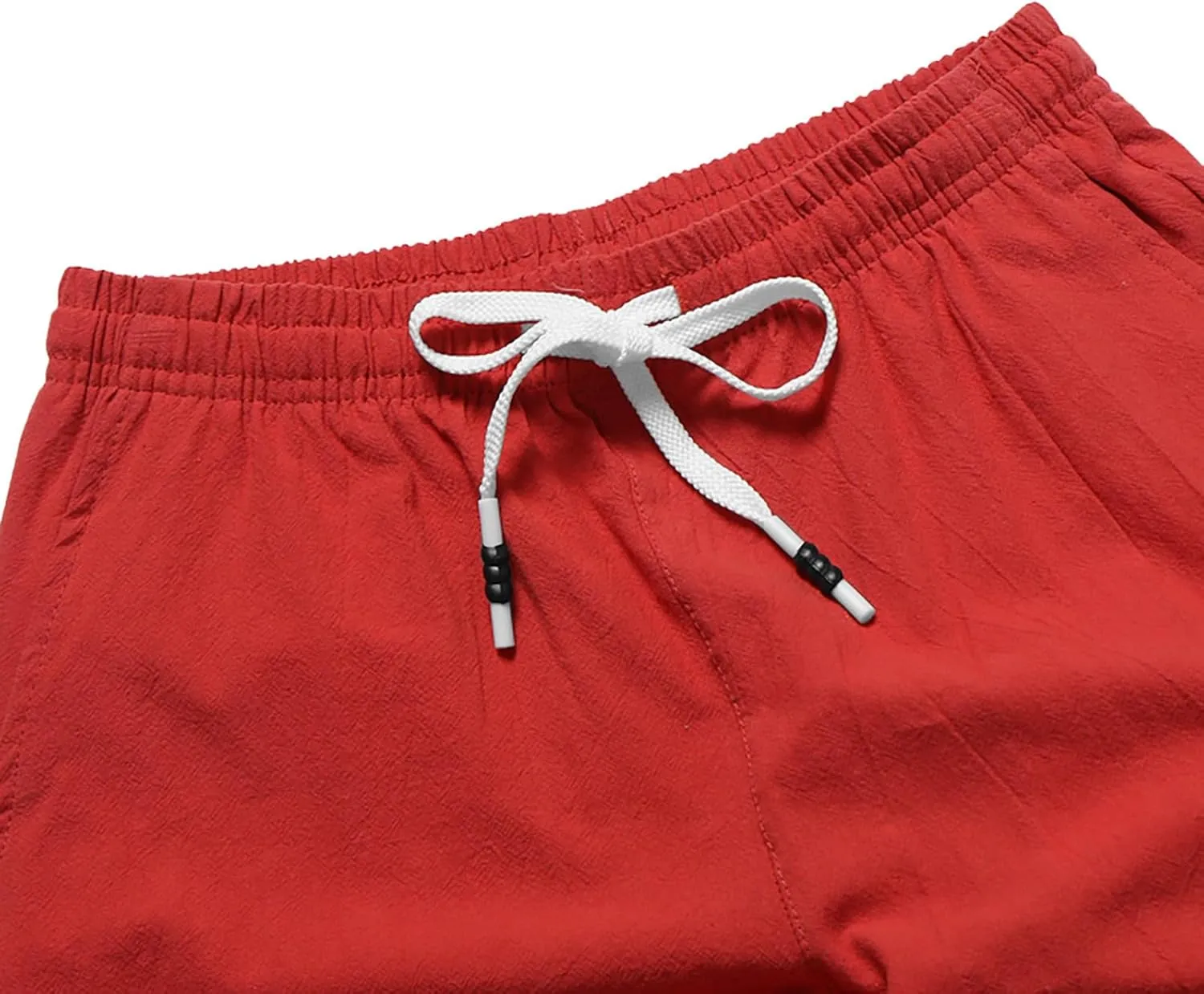 Men's Linen Shorts 11 Inch Inseam Flat Front Elastic Waist Shorts Casual Drawstring Casual Athletic Lounge Wide Leg Shorts