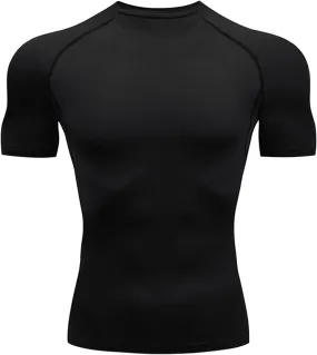Men's Workout Compression Tshirt Short Sleeve Quick Dry Breathable Stretch Tee Gym Running Basketball Training Athletic Shirt