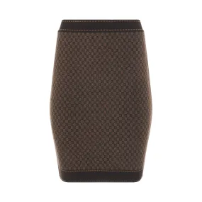 Mini Monogram Knitted Knee Skirt in Brown